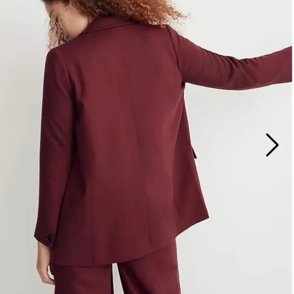 Madewell Caldwell Double Breasted Blazer Red Burgundy Long Classic Jacket - Picture 2 of 9